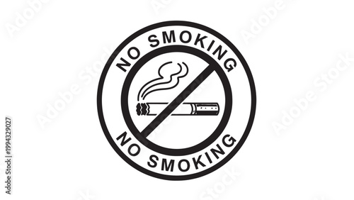 No Smoking Sign with Circular Icon and Text for Public Awareness.
