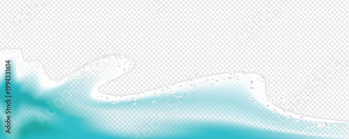 Sea wave border with foam top view ocean water edge vector background