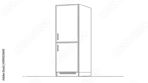 Minimalist Refrigerator Design with Two Doors and Handle Details.