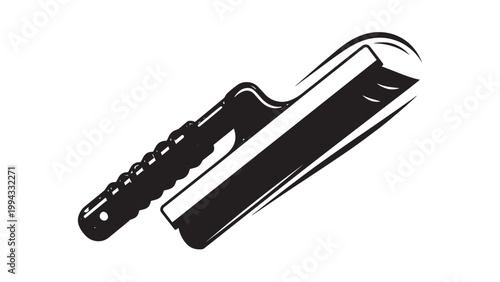 Close-up of a Straight Razor and a Shaving Brush on a White Background.