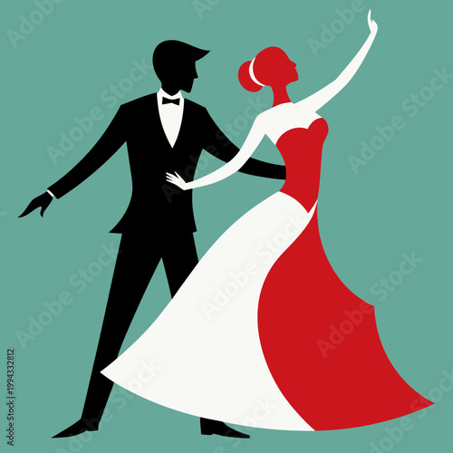 Elegant couple dancing waltz bride groom