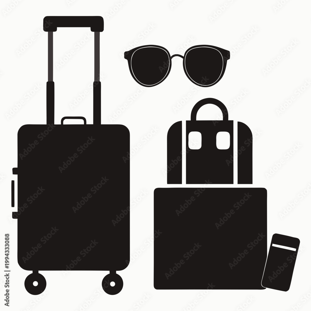 Fototapeta premium Luggage and sunglasses travel accessories suitcase