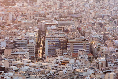 View of Athens. Cityscape with residential buildings. Greece