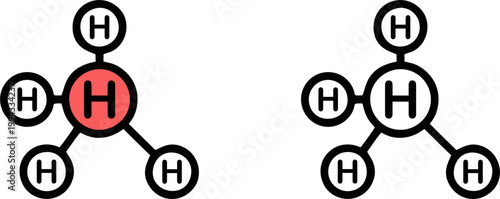 Hydrogen molecule atomic structure chemistry science icon