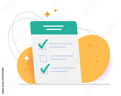 Survey form option checklist icon vector modern graphic illustration design, exam questionnaire test check list sign, filling poll vote choice paper feedback research, task completed inspection
