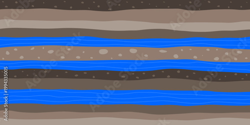 Soil and groundwater layers. Underground cross section