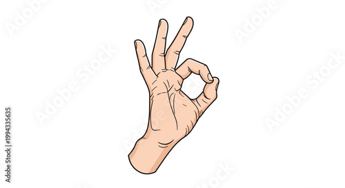 Human hand gesture showing the okay sign with the thumb and index finger forming a circle on a white background.