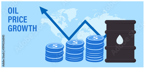 Oil price growth energy market increase vector illustration

