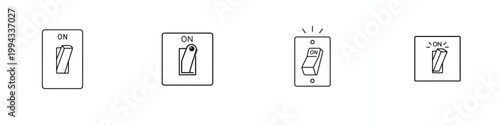Vector line art of a light switch in the on position. Vektor, illustration, minimalist, icon, set icon
