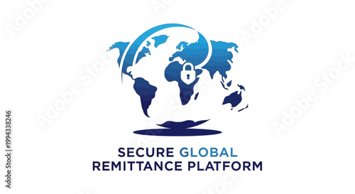 Secure Global Remittance Platform Logo Depicting Worldwide Financial Security.