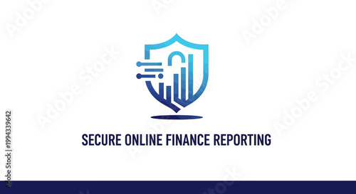 Secure Online Finance Reporting Shield Icon Represents Data Protection.