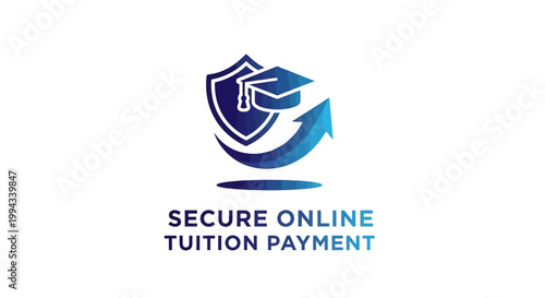 Secure Online Tuition Payment Logo with Shield and Graduation Cap.