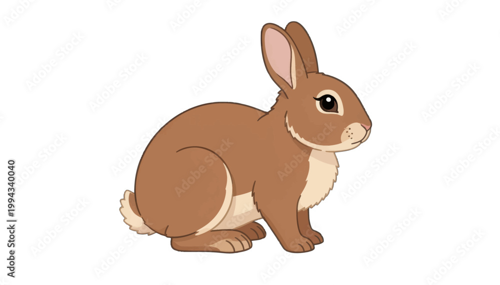 Obraz premium Brown Rabbit Sitting Icon, Isolated Vector Illustration with Transparent Background for Web Design and Digital Interface