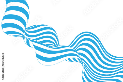 Abstract vector background with blue and white wavy stripes and twisted ribbon effect. Eps 10