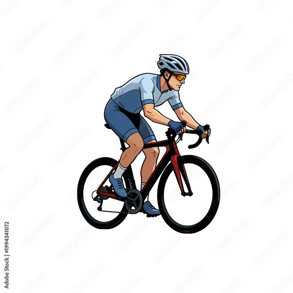 Fototapeta premium Cyclist Riding Road Bike Vector Illustration, Isolated Transparent Background for Web Design and Sports Graphics