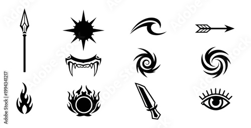 Abstract graphic design elements in black and white