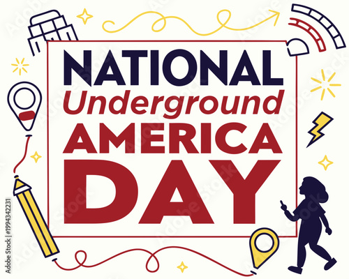 NANational Underground America Day Vector Illustration Isolated on White Background, Subculture Concept