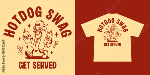 Cartoon chracter of hotdog Graphic Design for T shirt streetwear and urban style
