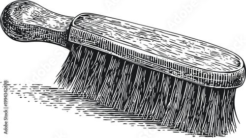 Wooden clothes brush with natural bristles for fabric cleaning and dust removal