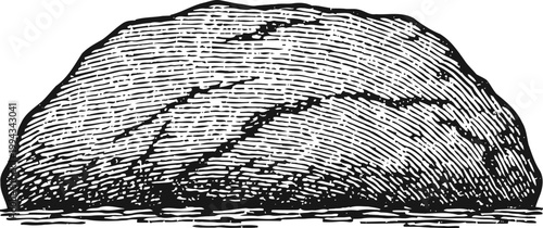 Vintage hand drawn illustration of a whole loaf of bread on a white background, bakery food concept