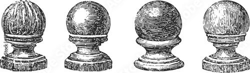vintage wooden finials set decorative carved round wood ornaments for furniture and architecture