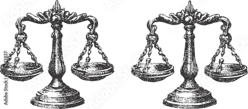 vintage scales of justice illustration antique balance symbols for fairness and law concept