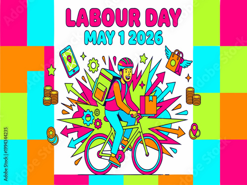 Labour Day, May 1st, colorful illustration, vector graphic, holiday celebration