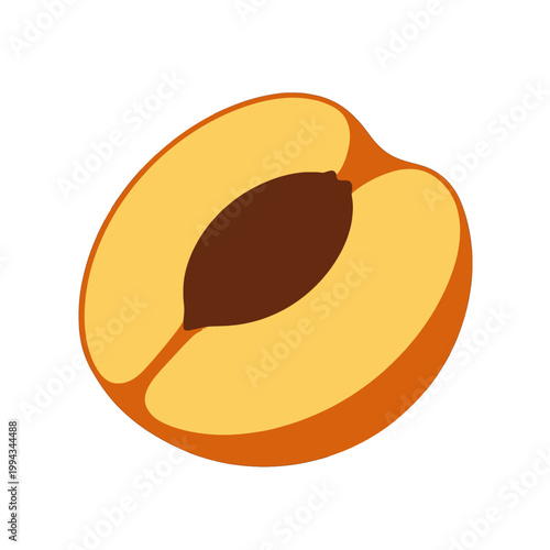Sliced Apricot Fruit Icon, Isolated Vector Illustration with Pit and Flesh for Food Design or Recipe Graphics