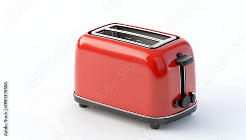 Red Toaster : A shiny red toaster isolated, presenting its sleek design, ready to add a splash of color and functionality to any kitchen.