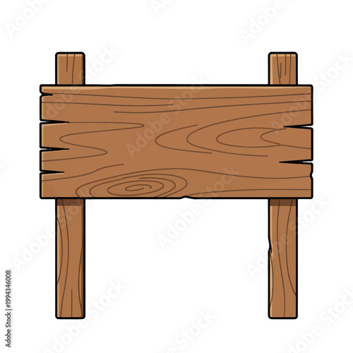 Wooden Signboard Vector Illustration, Isolated Transparent Background for Outdoor Signage and Rustic Design Projects