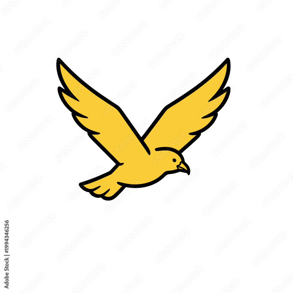 Fototapeta premium Yellow Eagle Flying Vector Icon, Isolated Transparent Background Symbol for Freedom and Strength in Business or Sports Design
