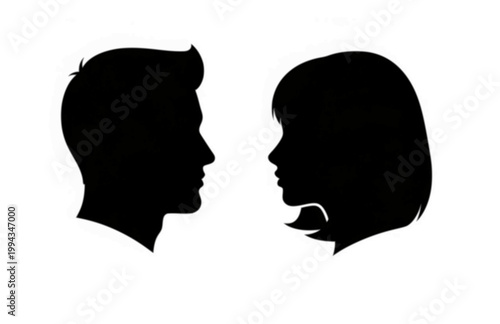 Man and Woman Head Silhouette Sticker Set. Flat Vector Male and Female Avatar Profile Icons for User Interface.
