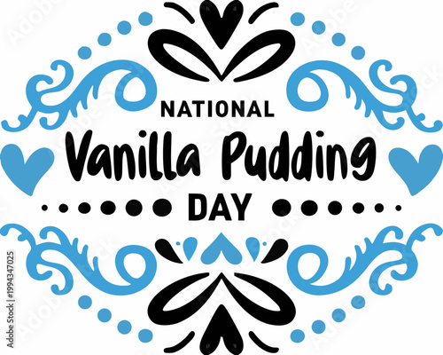 National Vanilla Pudding Day Vector Illustration Isolated on White Background, Delicious Dessert Theme