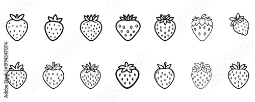 strawberry coloring book outline set