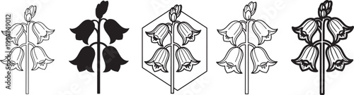 Decorative Floral Ornament Line Icons Set, Botanical Outline Vector Collection for Elegant Design