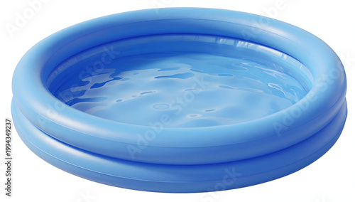 Refreshing Blue Pool: A close-up shot of a round, inflatable pool, filled with clear water, perfect for a cooling dip on a hot summer day.