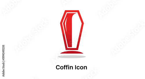 Red Coffin Icon - A Simple, Symbolic Representation of Death.