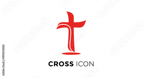 Red Cross Icon - A Symbol of Faith and Spirituality.