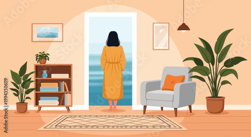 A simple black silhouette depicts a person pushing or moving a dark colored sofa