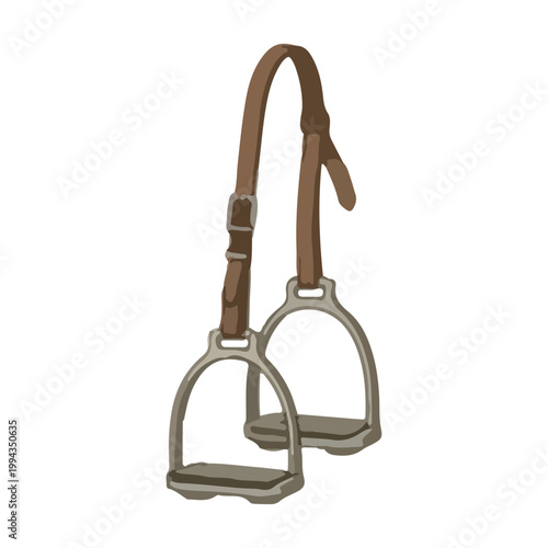 Illustration of Horse Riding Stirrups with Leather Straps