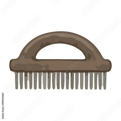 Brown Hand Cleaning Brush Illustration Isolated on White