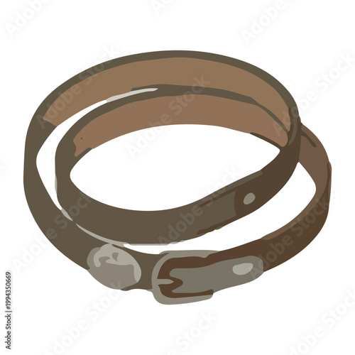Classic Brown Leather Belt Illustration Isolated on White