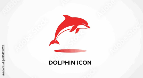 Red Dolphin Icon - A Vibrant and Playful Marine Mammal Graphic.