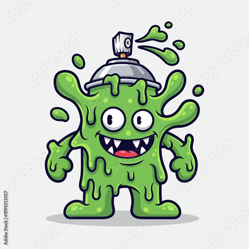 Graffiti Monster Spray Can Character, Cartoon Slime Character