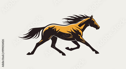 Dynamic illustration of a galloping horse in two-tone colors