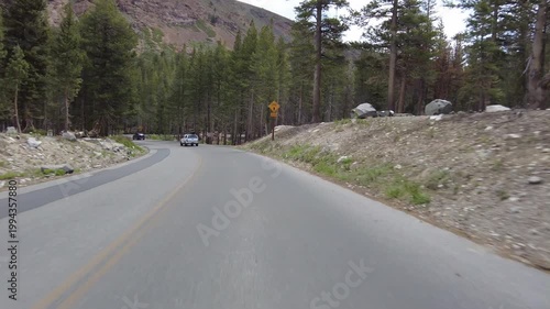 Mammoth Lakes Lake Mary Road Northbound Driving Plate 04 Front View Sierra Nevada Mts California USA