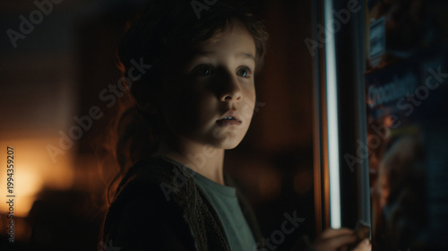 Child looking at snacks in a vending machine