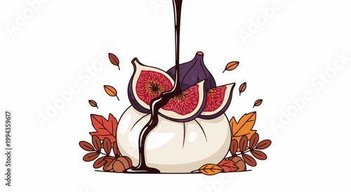 Autumn bounty of figs drizzled with rich chocolate on a pumpkin