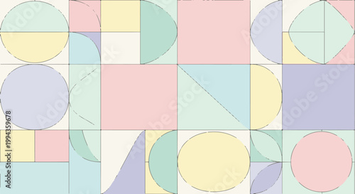 Abstract geometric shapes in soft pastel colors, a modern design