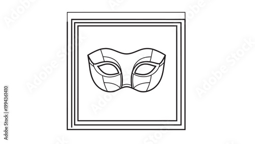 Elegant Mask Illustration with Decorative Frame for Artistic Design.